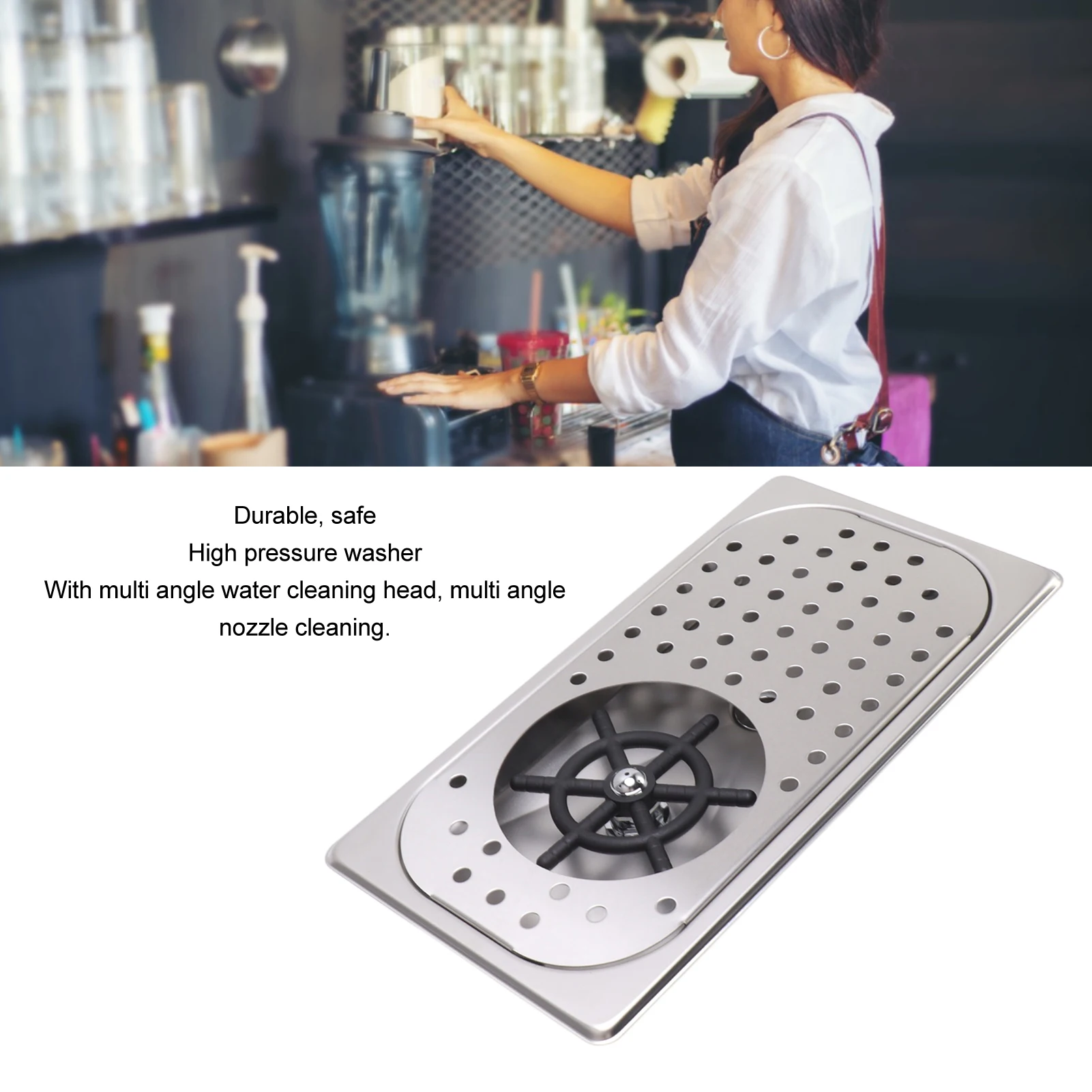 المدمج في كأس غسالة الفولاذ المقاوم للصدأ الزجاج تنظيف الشطاف ارتفاع ضغط كوب غسالة مع استنزاف بالتنقيط خرطوم صينية لبار مقهى