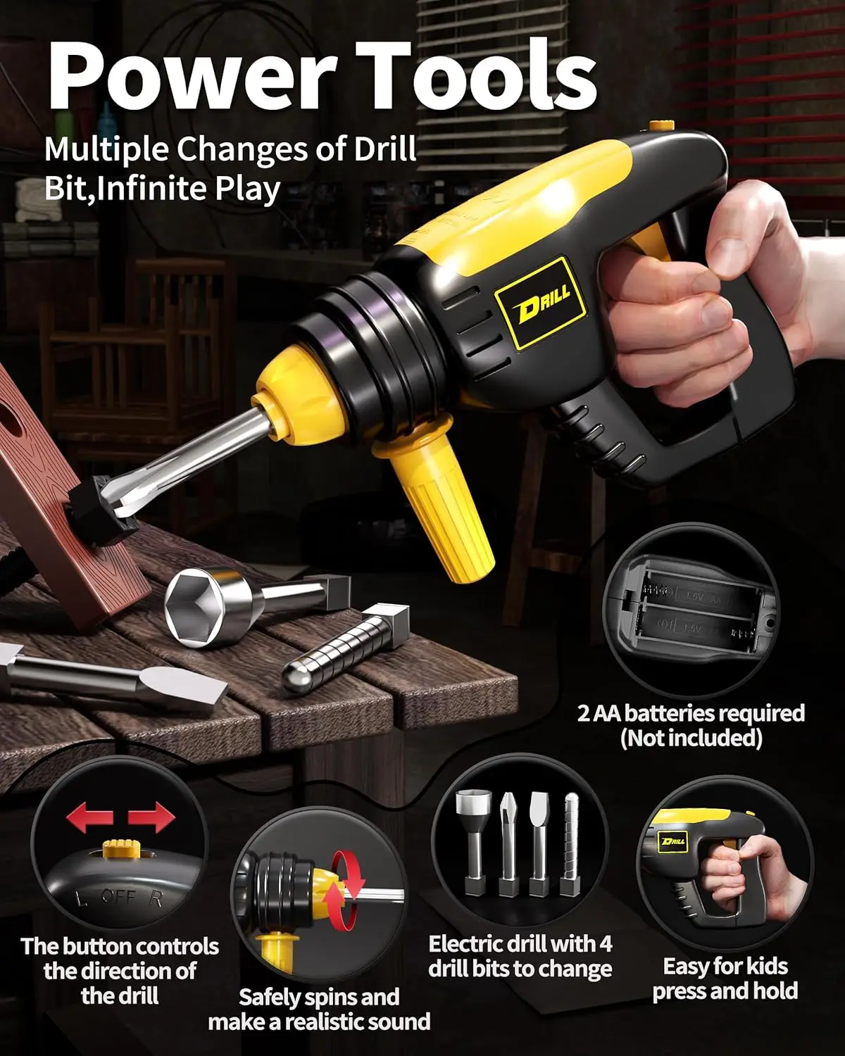 Pretend Tools Kit Kids 45PCS Set Play Repair Tool Set Plastic Construction Toys with Screwdrivers for Toddler Boys Girls Child