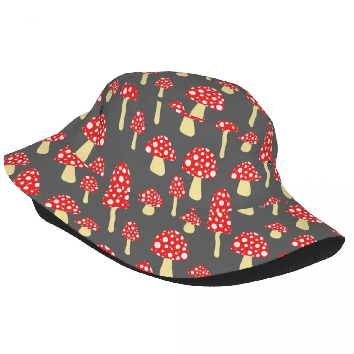 Mushroom Toadstool Pattern Bucket Hat Vocation Getaway Headwear Psychedelic Fishing Fisherman Hats for Woman Ispoti Hat Packable