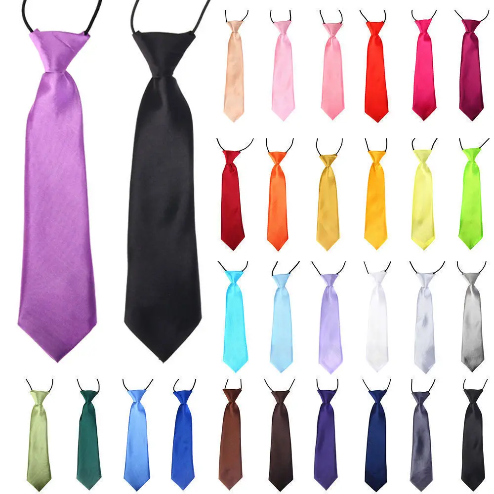 28cm Boys Girls Ties Casual Solid Necktie Suits Students Tie Slim Necktie Gravatas Simple Student Rubber band Neck Tie