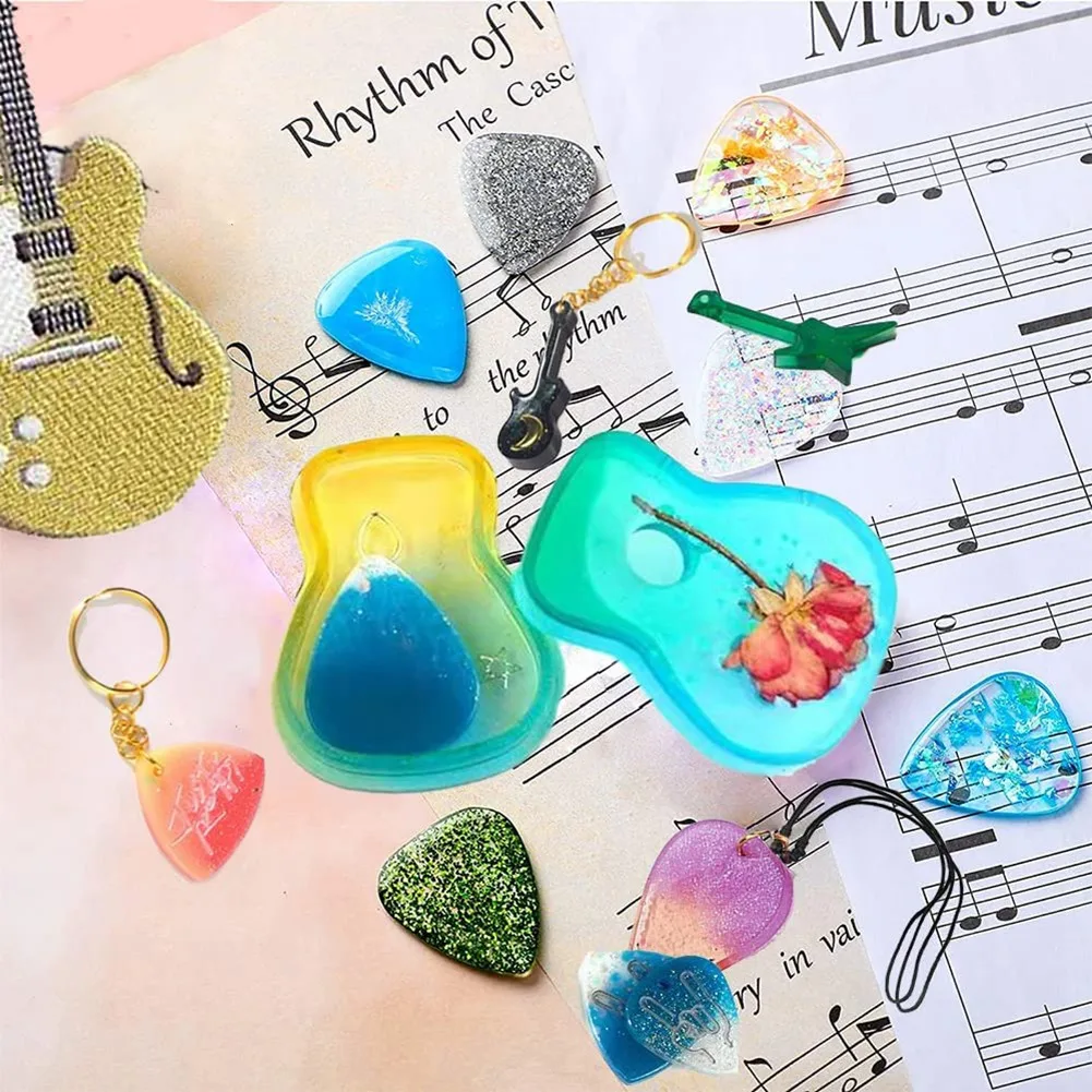 3Pcs Guitar Pick Resin Molds Guitar Triple-Cornered Plectrum Silicone Molds For Resin Casting Guitar Pick Case Mold