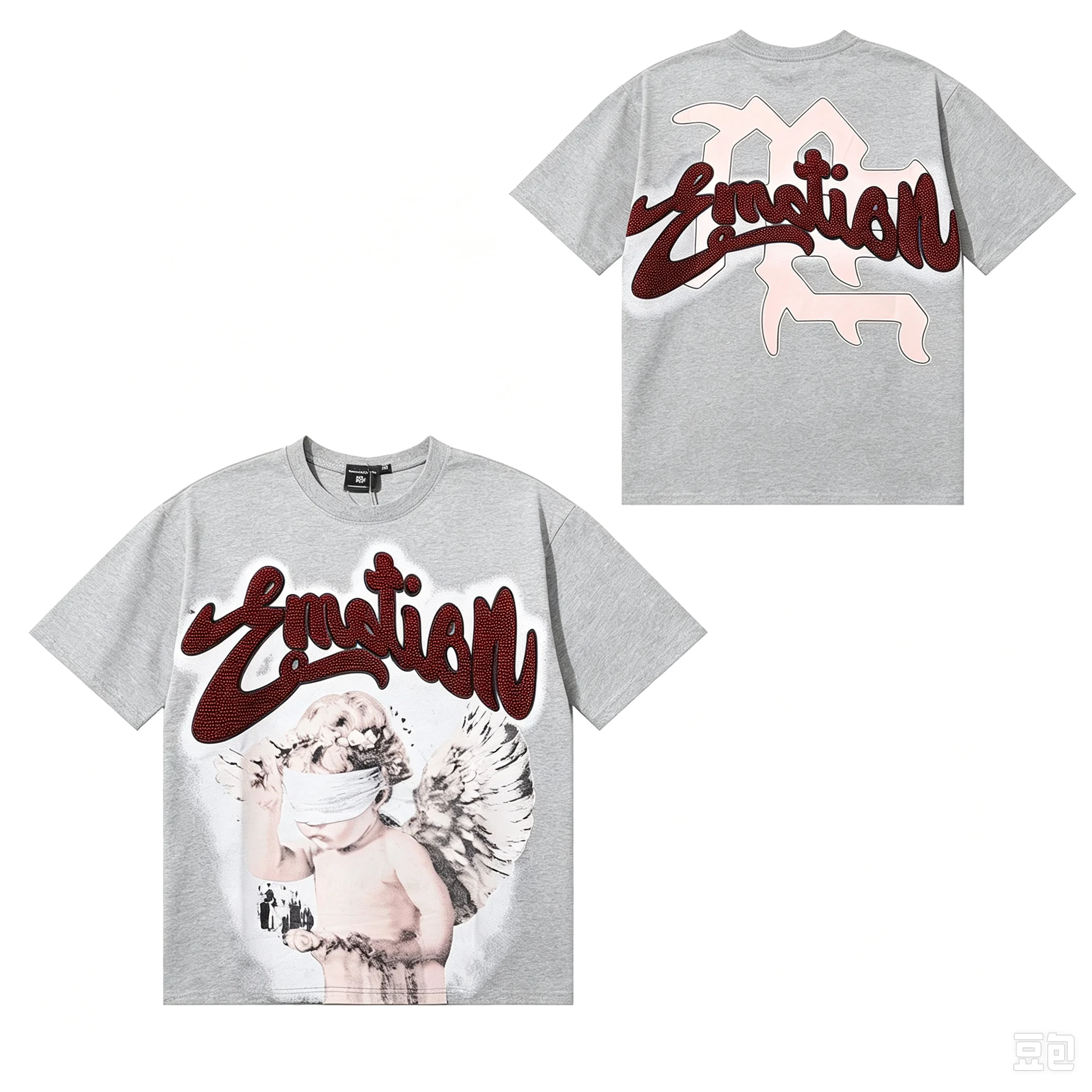 2026 Vintage T-Shirt Kids Adults Y2K Aesthetic Blindfolded Angel Figure Print Loose Short Sleeve Casual Hip Hop Family Tee