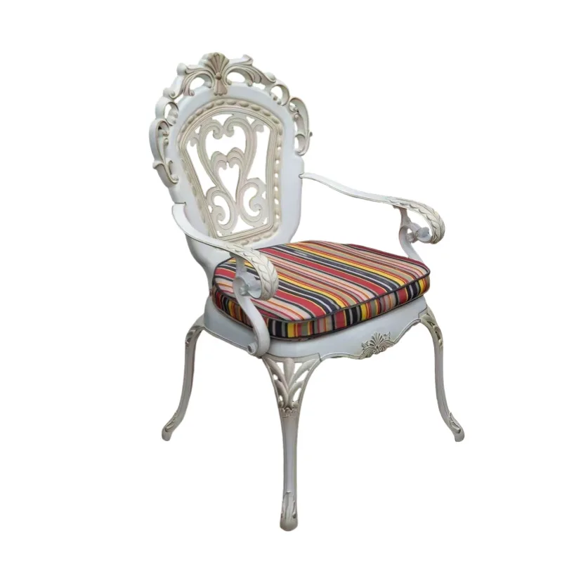 New European outdoor tables and chairs, colorful courtyard garden leisure wrought iron tables and chairs, backrest stools