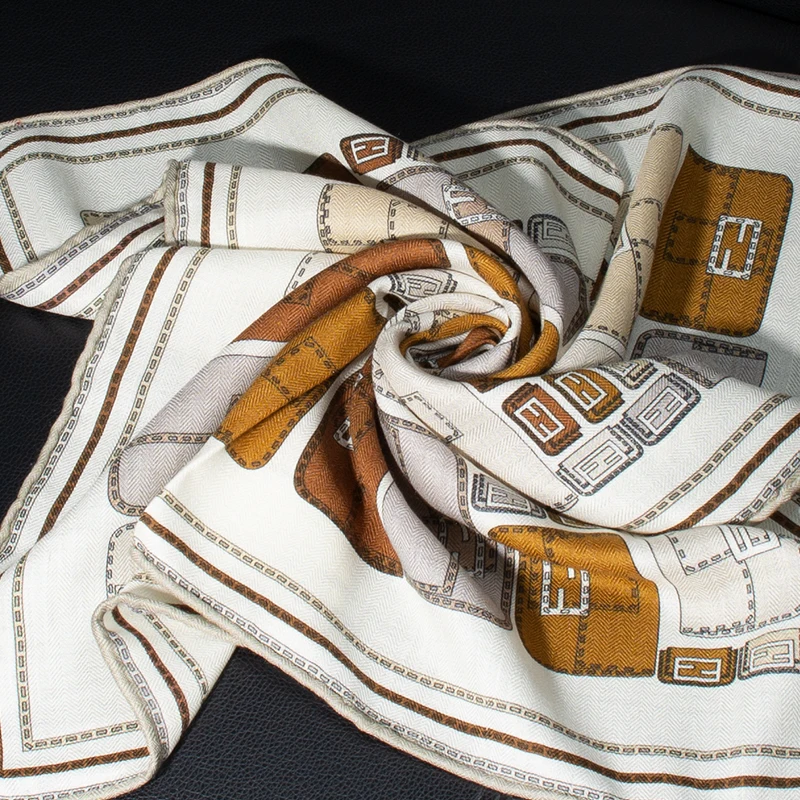 Women's 30% Silk 70% Wool Square Scarf 65cm Soft Warm Breathable Daily Wear Office Travel Fashion Scarf with Bag Pattern image 2