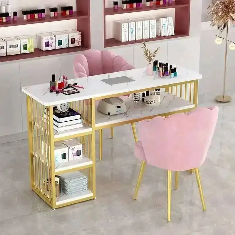 

Table Professional Manicure Light Salon Luxury Beauty Nail Table and Chair Set with Built-in Vacuum Cleaner Home Makeup Tables