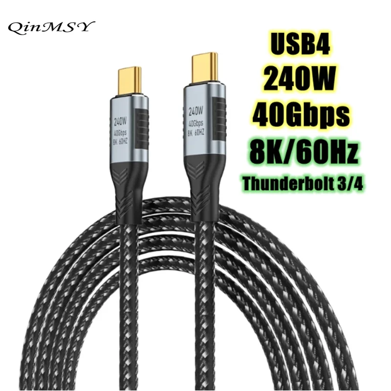 Gen3 40Gbps USB 4 Type C to C 240W Fast Charging Cable 8K 60Hz PD3.1 Thunderbolt 3/4 Data Cable for Laptop Samsung Macbook PS5