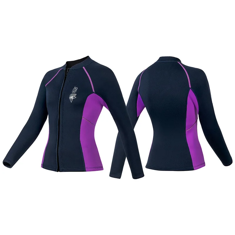 بدلة غطس نسائية بأكمام طويلة مقاس 3 مم، بلوزة أو سراويل للغوص وركوب الأمواج والسباحة