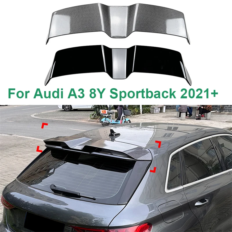 

Glossy black Tail Trunk top wind Spoilers Wings 2021+ For Audi A3 8Y Sportback Rear Trunk Roof Sport Spoiler Wing