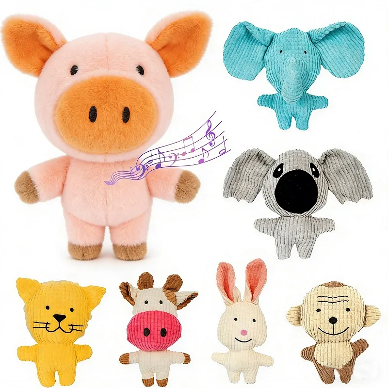 

Cute Soft Plush Squeaky Pet Toy, Bite Resistant Chew Teething Toy for Small Dogs Cats Interactive Self-Play Pet Supplies