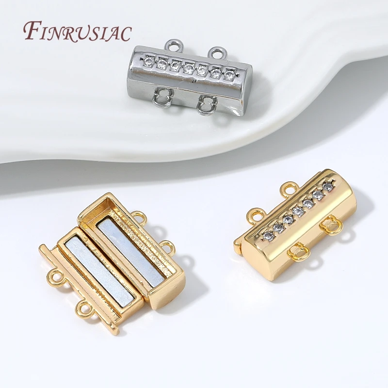 Magnetic Necklace Clasp 18K Gold Plated Connector Double Hole Pearl Clasp Elegant Jewelry Making Findings DIY Bracelet Closer