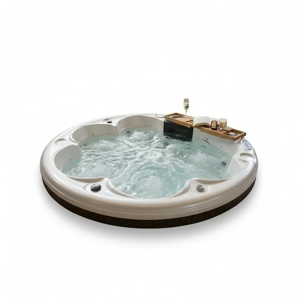 Outdoor Spa Hot Tub, 6 Person High-Grade Acrylic Freestanding Bathtub, 220x210x93 Bluetooth Spa Pool, Heated above Ground Pool