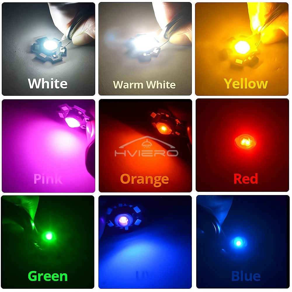 10X20mm 3V 1W 3W ชิปลูกปัดสีขาวสีแดงสีฟ้าสีเขียว LED ลูกปัด Emitter หลอดไฟ LED ไดโอดโคมไฟ Star Min ฮีทซิงค์