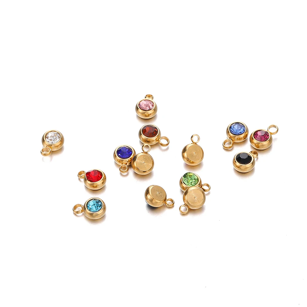 20 قطعة 6 مللي متر الفولاذ المقاوم للصدأ حجر الراين الخرز الذهب اللون كريستال Charms المعلقات ل عقد دي اي واي سوار صنع المجوهرات السحر #5