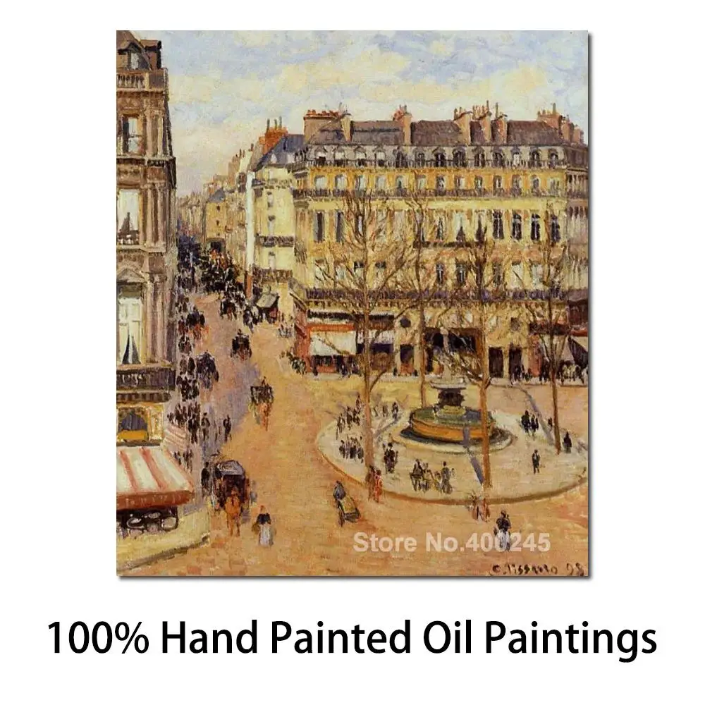 

Art Reproduction Rue Saint Honore Morning Sun Effect Place Du Theatre Francais Camille Pissarro Paintings Handmade High Quality