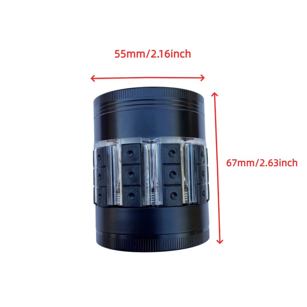 1Pc Perfect Zinc Alloy Tobacco Grinder Internally Visible With Non-slip silicone Smoking Accessories 4-Layers 55MM