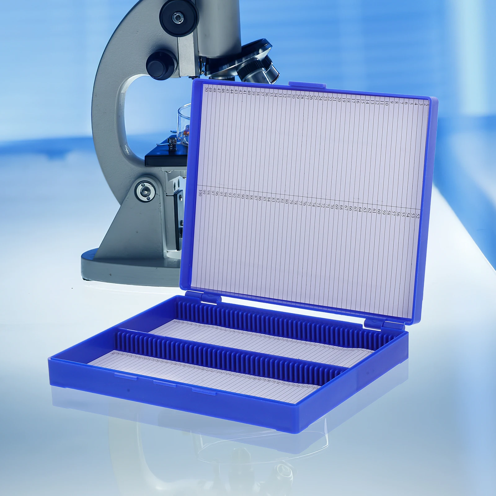 100-place Slide Microscope With Latch Microscope Storage Case Compact Plastic Holder Organizer Tray Laboratory