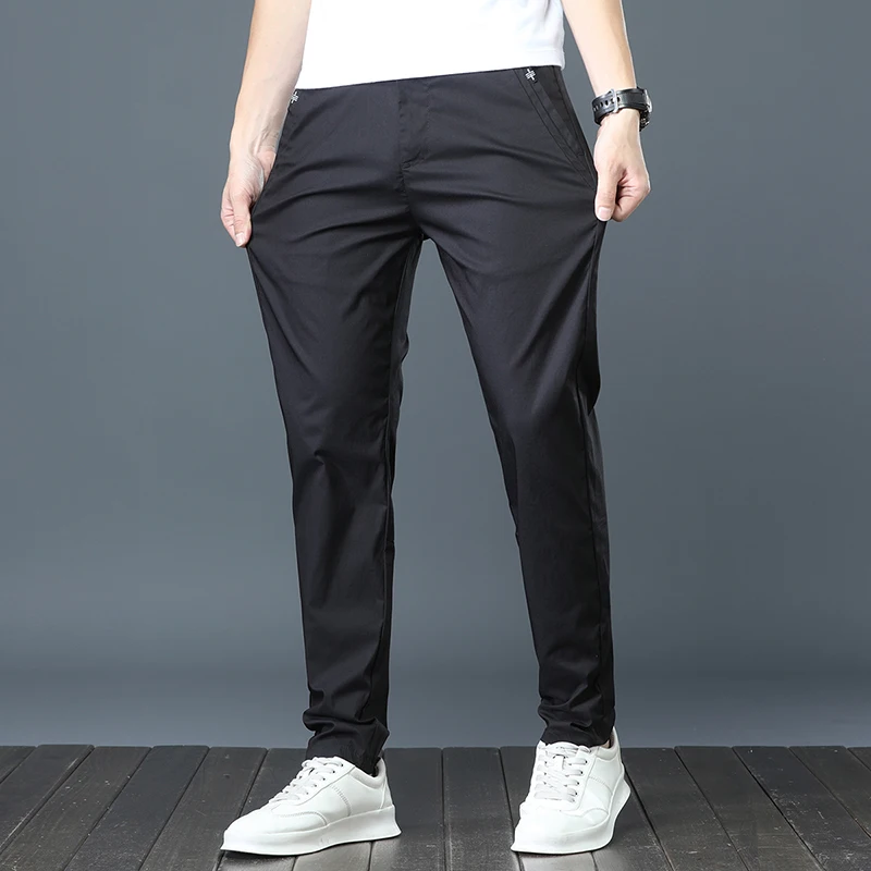 

Spring and Summer 2023 Men's Straight Trousers Youth Versatile Loose Casual Pants Elastic Waist Sports Pants