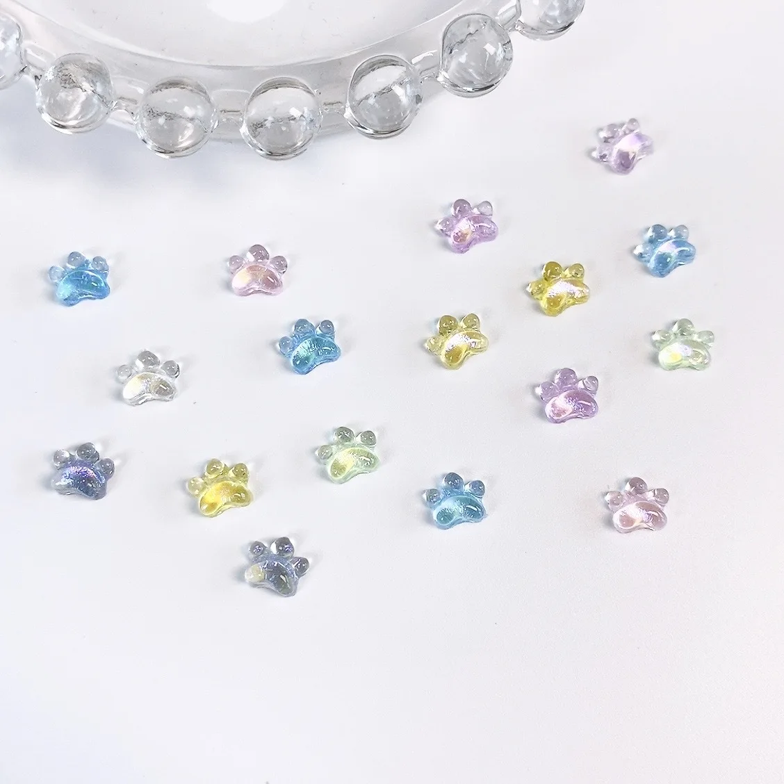 10PCS Kawaii Glitter Cat Claw Nail Art Charms 3D Cartoon Nails Decorations Jewelry Resin Stone Pattern Manicure Accessories Tool