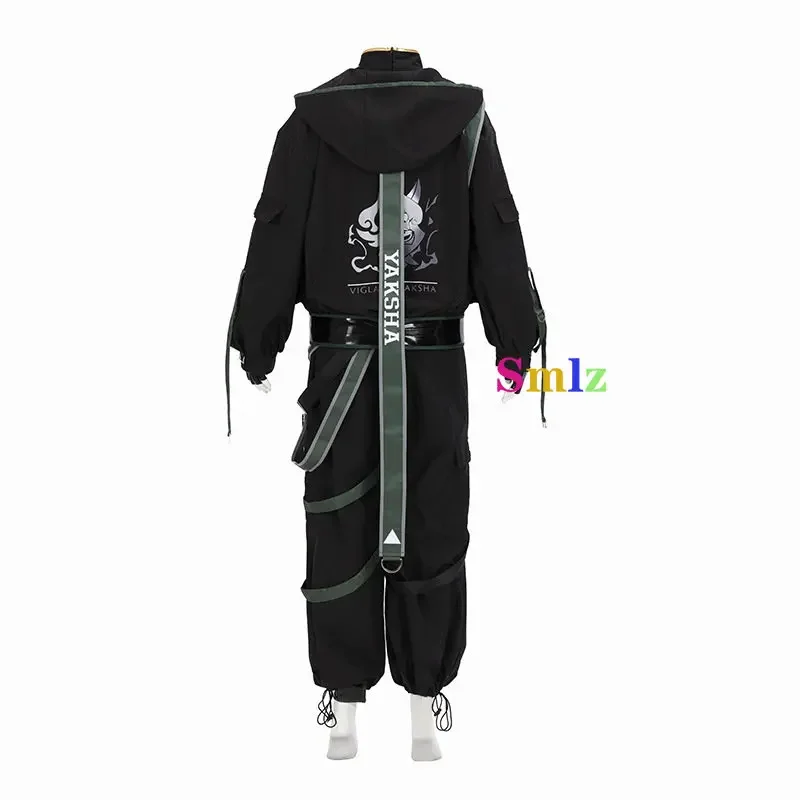 SAFXiao Anime Impact Cosplay, Costume Noir, Vestes et viser, Halloween, Devil Gelmen