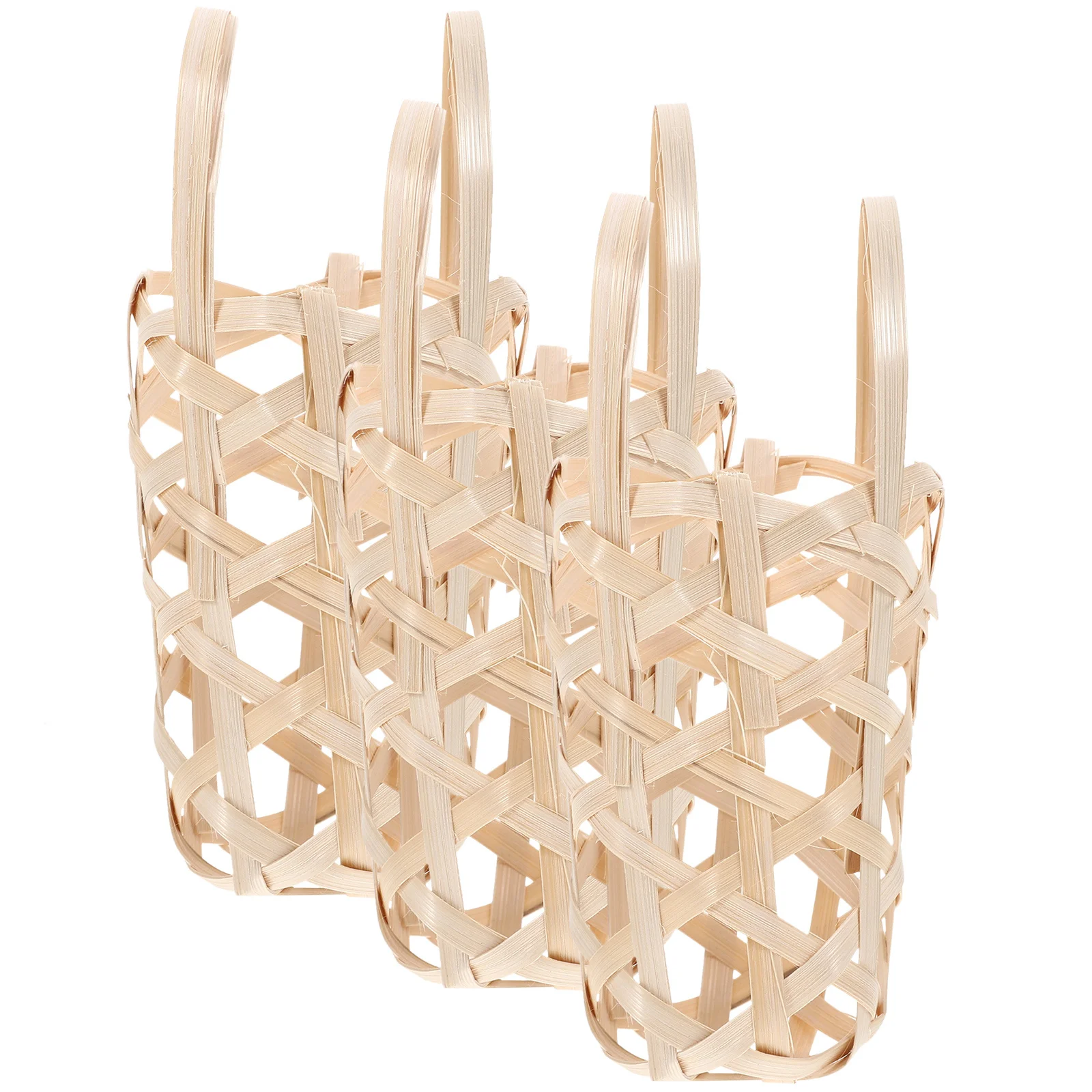 

3Pcs Moon Cake Basket Portable Handheld Egg Storage Container Large Capacity Picnic Basket Bamboo Organizer Organizers Baskets