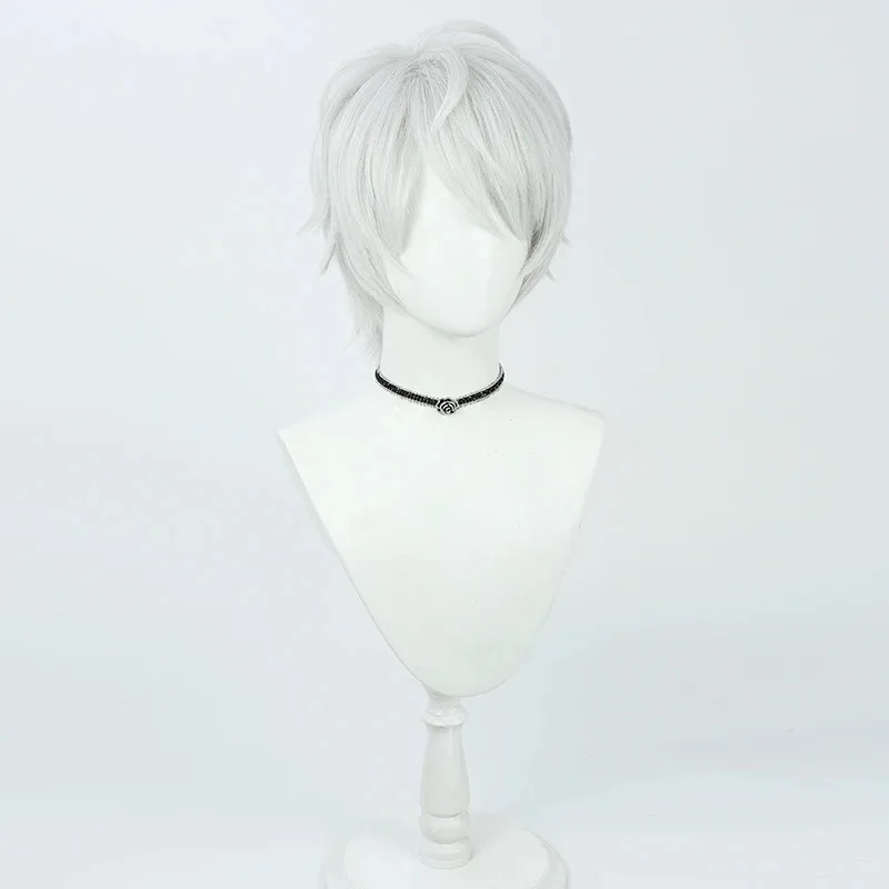 Game Honkai Impact 3 Kevin Kaslana 30cm Short Silver White Cosplay Anime Heat Resistant Fibre Wigs + Wig Capx;3,v'6.f;9,