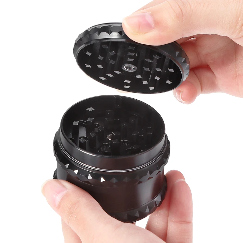 60MM Smoke Grass Tobacco Grinders for Smoking 4-Layer Black Zinc Alloy Herb Spice Crusher Manual Cigarette Accessories