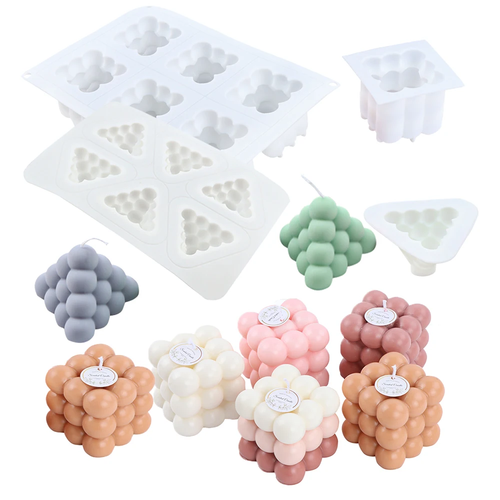 3d Würfel Silikon Kerzen form kleine runde Kugel Kuchen Seifen form DIY kugelförmige Pyramide Aroma therapie Gips Kerze machen Werkzeug