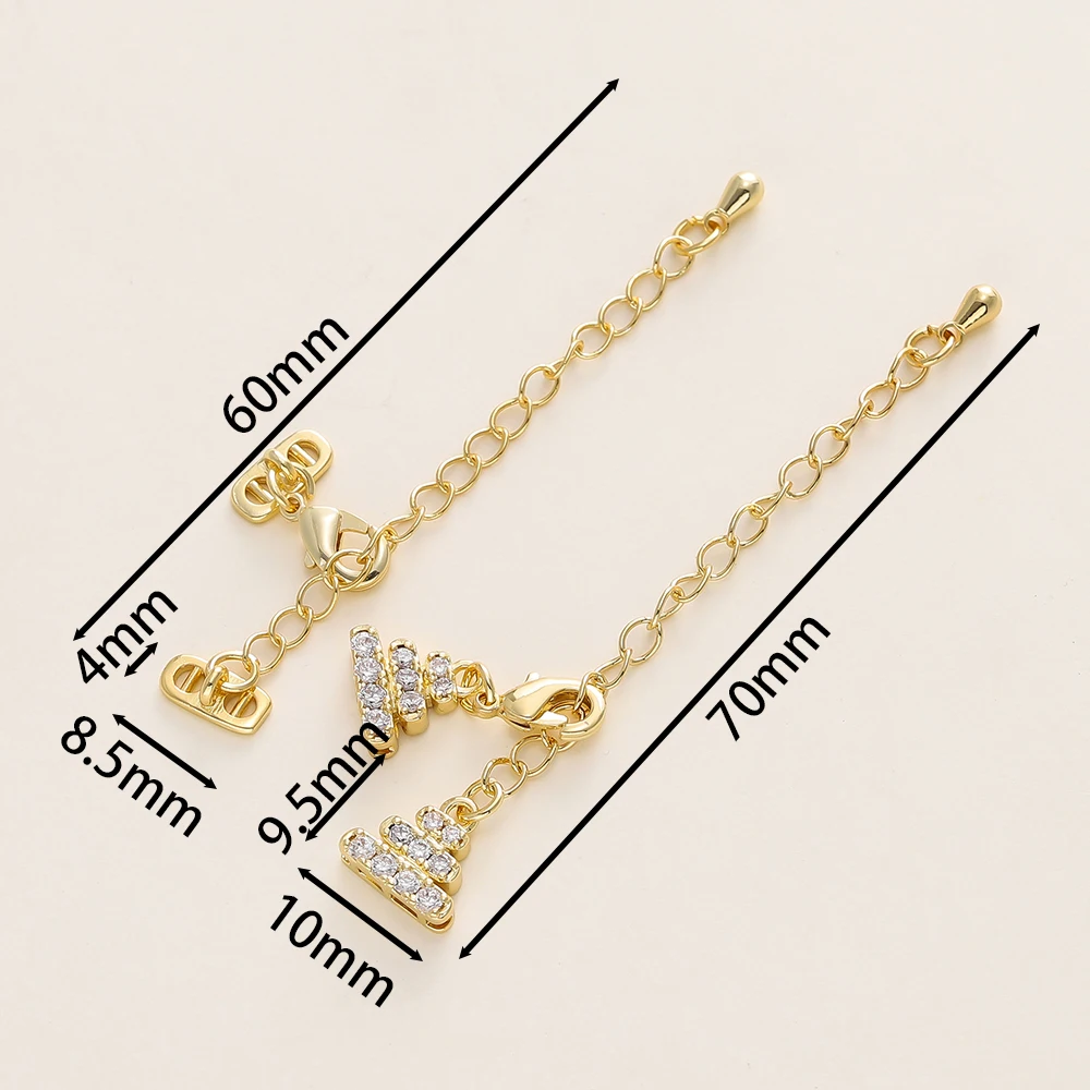 2Pcs 14/18K Gold Color Plated Extension Chain Tail Chain Lobster Clasps Connectors for DIY Necklace Jewelry Making Accessories