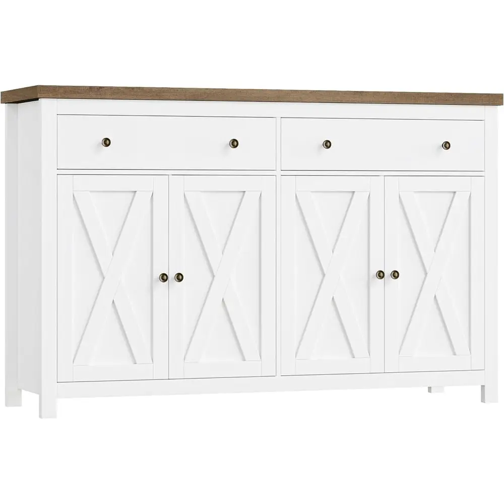 

Sideboard Buet Cabinet with Storage, 55" Large Kitchen Storage Cabinet with 2 Ders and 4 Do, Wood Coee Bar Buet Table ole Table