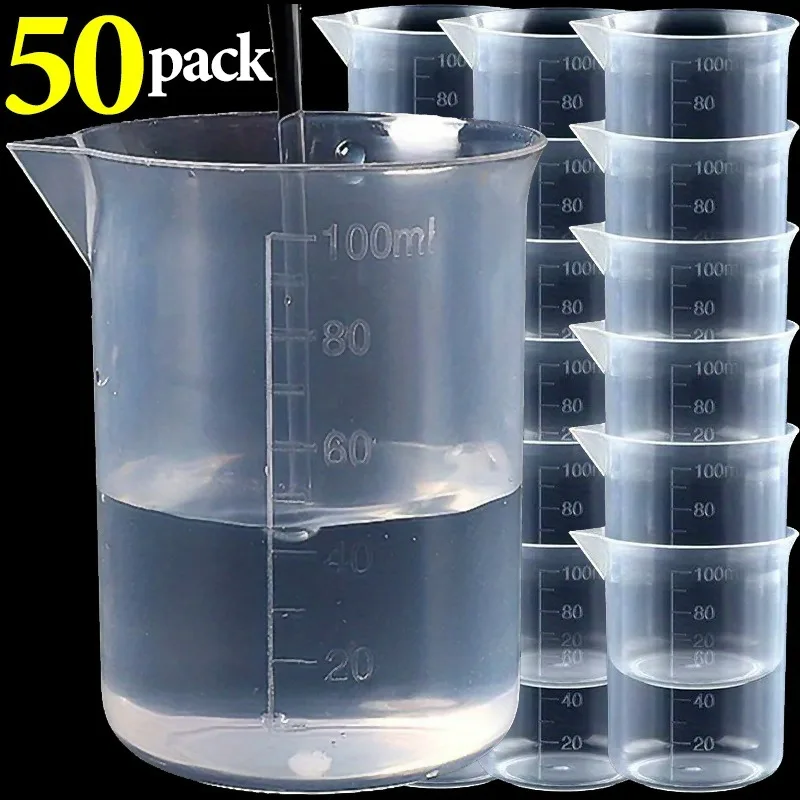100 ミリリットル計量カップ透明スケールビーカーカップラボ化学実験室容器水差し家庭用キッチンベーキングツールハンドルなし