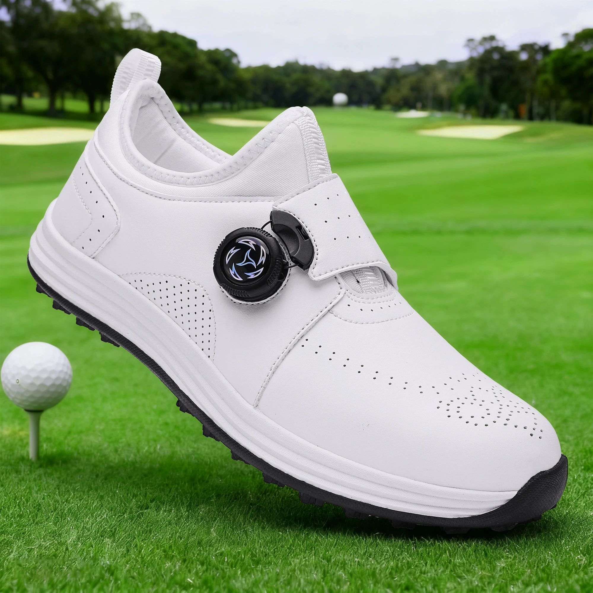 

Новые модные уличные туфли для гольфа, мужские удобные, дышащие и противоскользящие прогулочные туфли, белые, синие, черные, большого размера