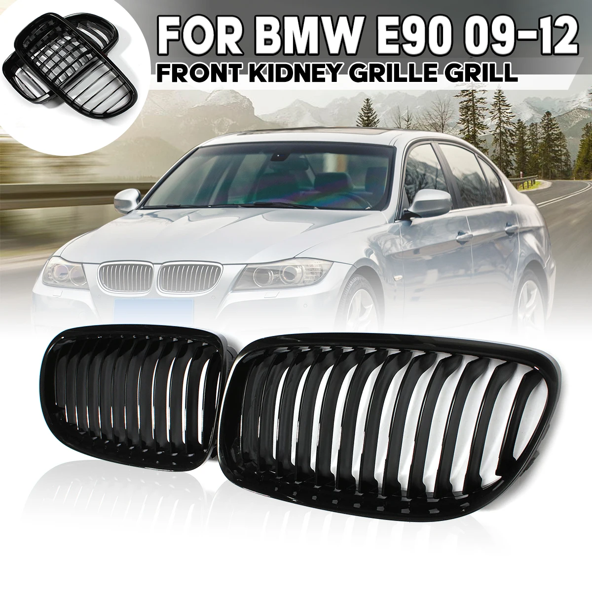 Car Front Kidney Grille Grill Glossy Black For BMW E90 E91 LCI 3 Series Sedan Wagon 325i 328i 335i 335xi 330i 330xi 2009-2012