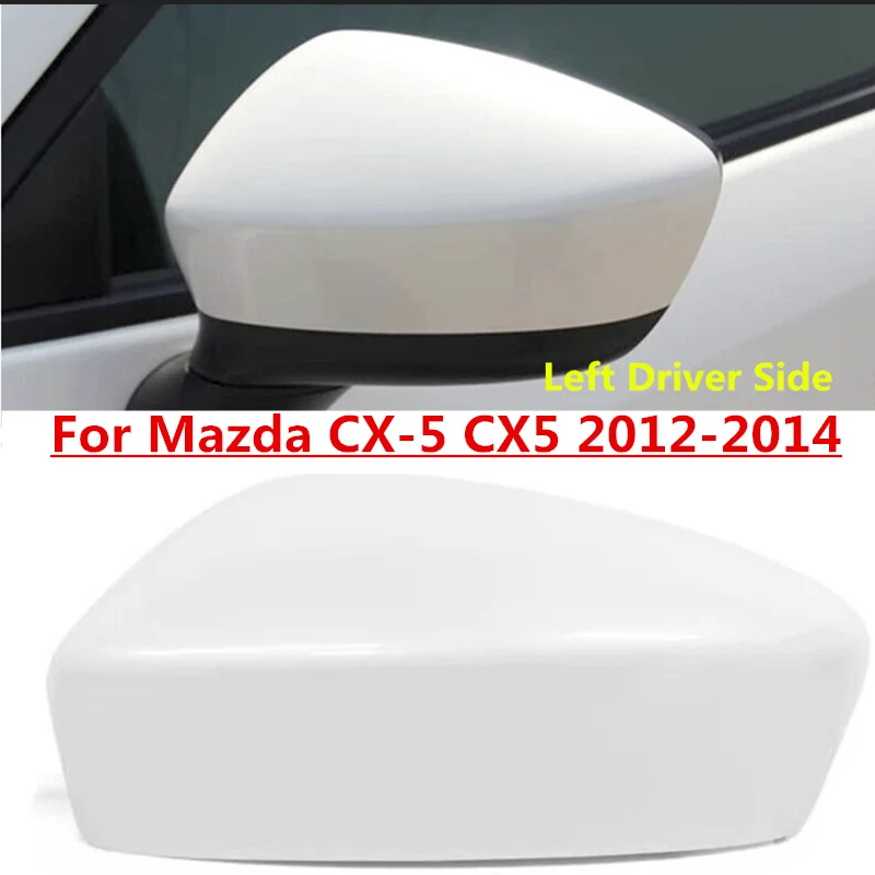 

White Left Driver Side Rearview Mirror Cap Cover For Mazda CX-5 CX5 2012-2014