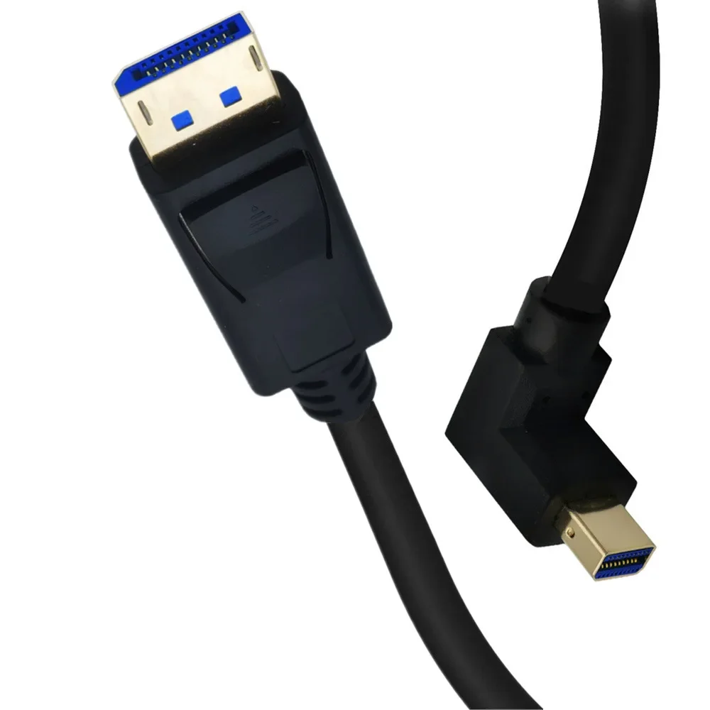 كابل Displayport 1.4 8K @ 60 هرتز منفذ عرض صغير الزاوية اليمنى ذكر إلى DP ذكر نقل ثنائي الاتجاه 1 قدم 0.3 متر