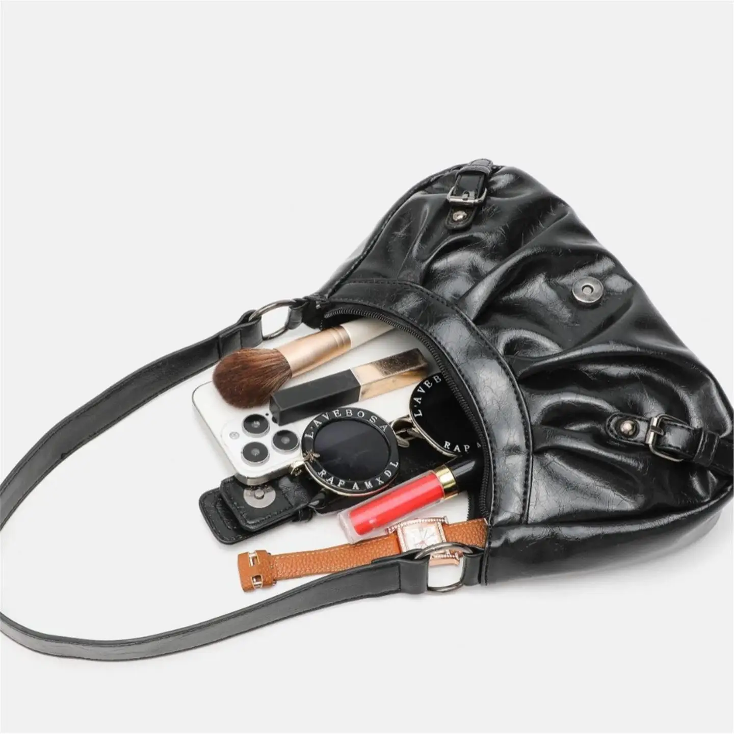 حقيبة ريترو Sle للدراجات النارية للنساء مهترئة بكتف واحد حقيبة فتاة ساخنة للسيدات حقيبة هوبو كاجوال للتجارة الإلكترونية النقية S