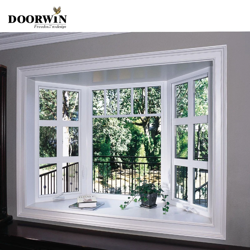 Doorwin Hurricane Impact Solid Wood Exterior Wooden Large Bay Bow Window For Home