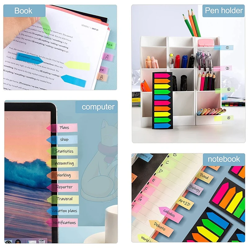 Drapeaux Fluorescents Translucides, Marqueurs de Sensation de Page