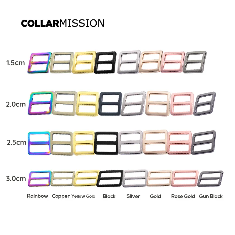 1PC Tri-Glide DIY Accessory High-Quality Plated Metal Buckle for 20mm Sewing Bag Belt Dog Cat Collar - 8 Color Options