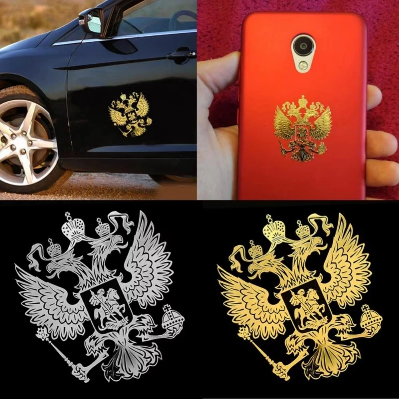 

1/2/3/4pcs Russia Nickel Metal Car Car Stickers Decals Russian Federation Eagle Emblem For Car Styling Laptop Sticker Decor
