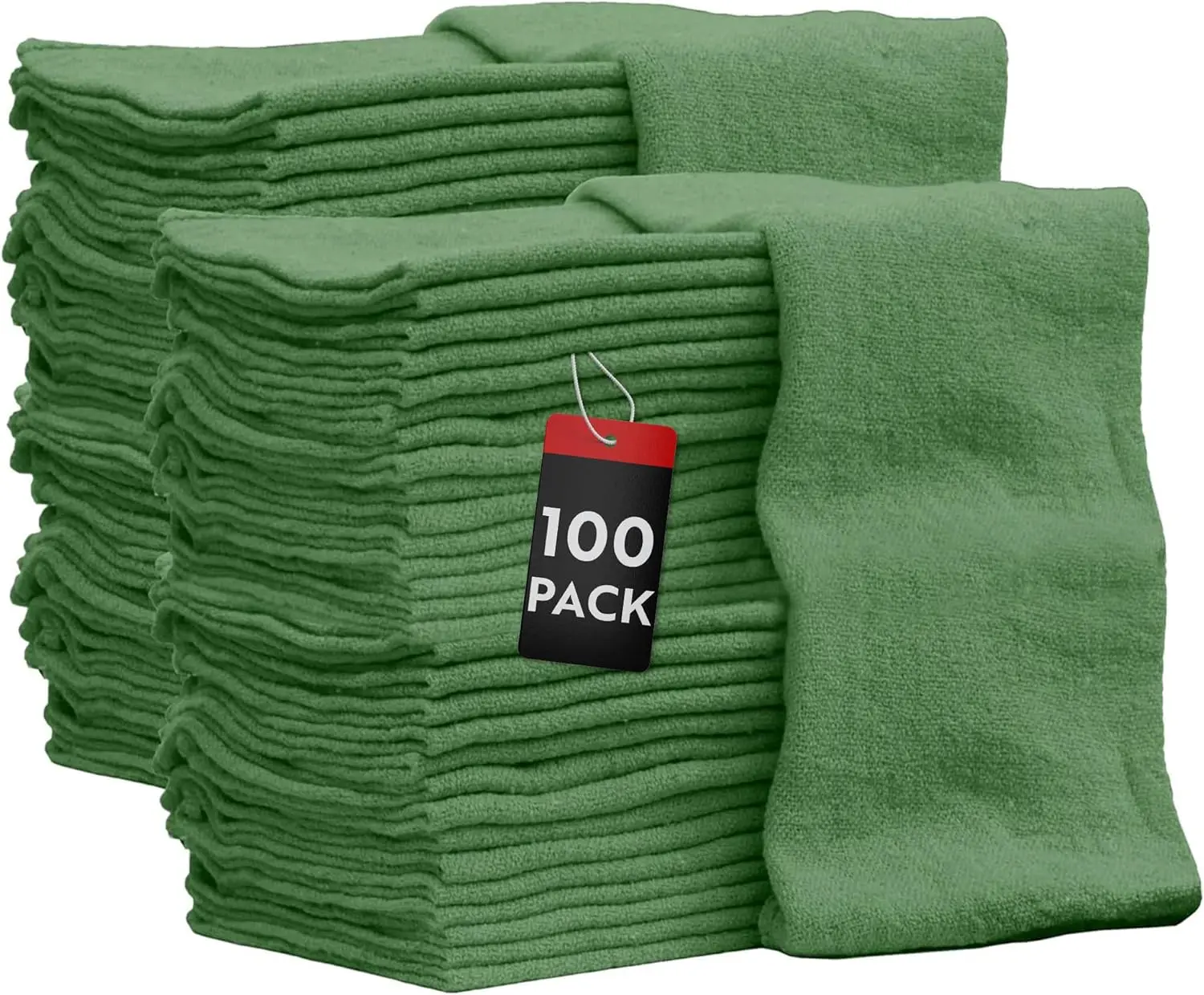

Auto Mechanic Shop Towels 100 Pack Bulk Rags 100% Cotton Commercial Grade Shop Rags Size 14'x14' (100 Pack, Green)