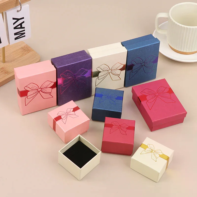 

5Pcs Bow Jewelry Box Ring Earrings Bracelets Necklace Organizer Paper Jewelry Gift Packaging Box Wedding Proposal Supplies