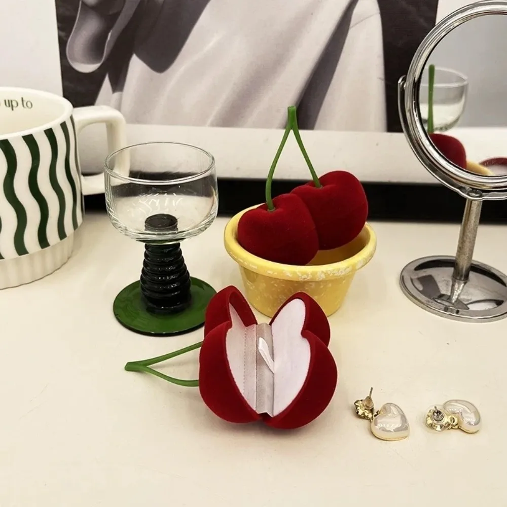 

Anti-collision Cherry Necklace Organizer Pineapple Grape Fruit Ring Box Peach Strawberry Flocked Jewelry Box