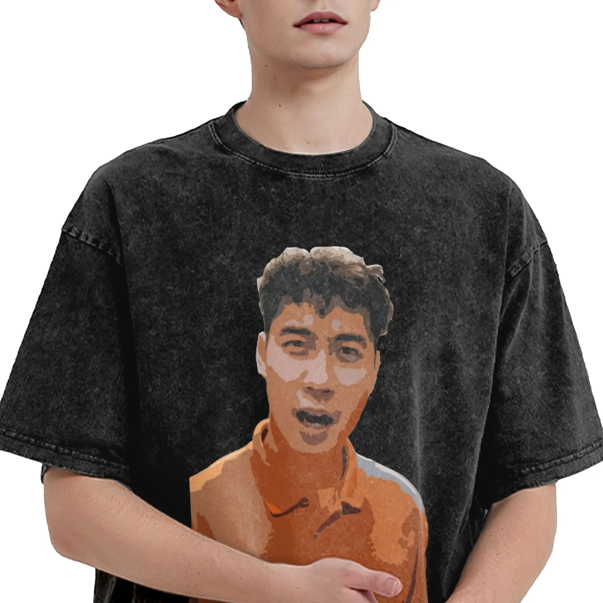 Harajuku Washed Shirt Haiyaa, why so weak Uncle Roger  Outfit Cool T-Shirts High Street  Streetwear Short Sleeve