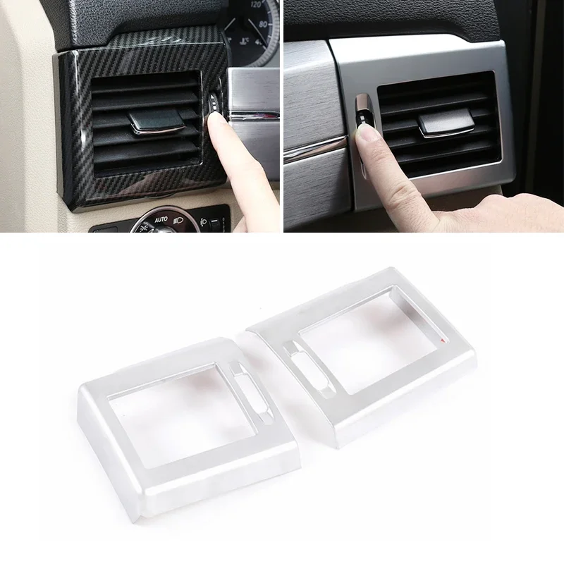 

For Mercedes Benz GLK X204 2008 2009 - 2012 2pcs Car Carbon Texture Side Air Condition Vent Outlet Protective Cover Frame Trim