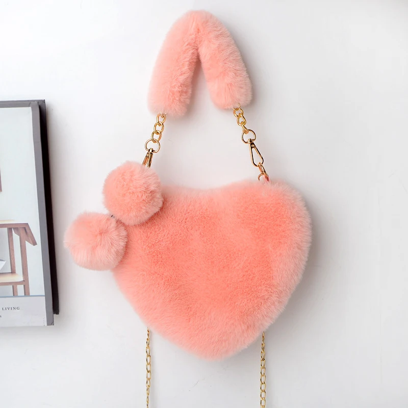 Trendy Damen Plüsch Liebe Herzförmige Neue Modische Einfarbig Weiche Bequeme Geldbörsen Beliebte Frauen Handtaschen – Detail 16