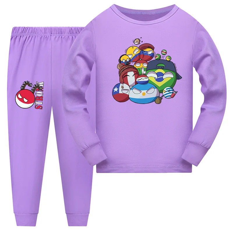 New Autumn Arrival Polandball Countryball Funny Clothing Set Kids Clothes Girls Pajama Set Boys Long Pyjamas Sleepwear Suit