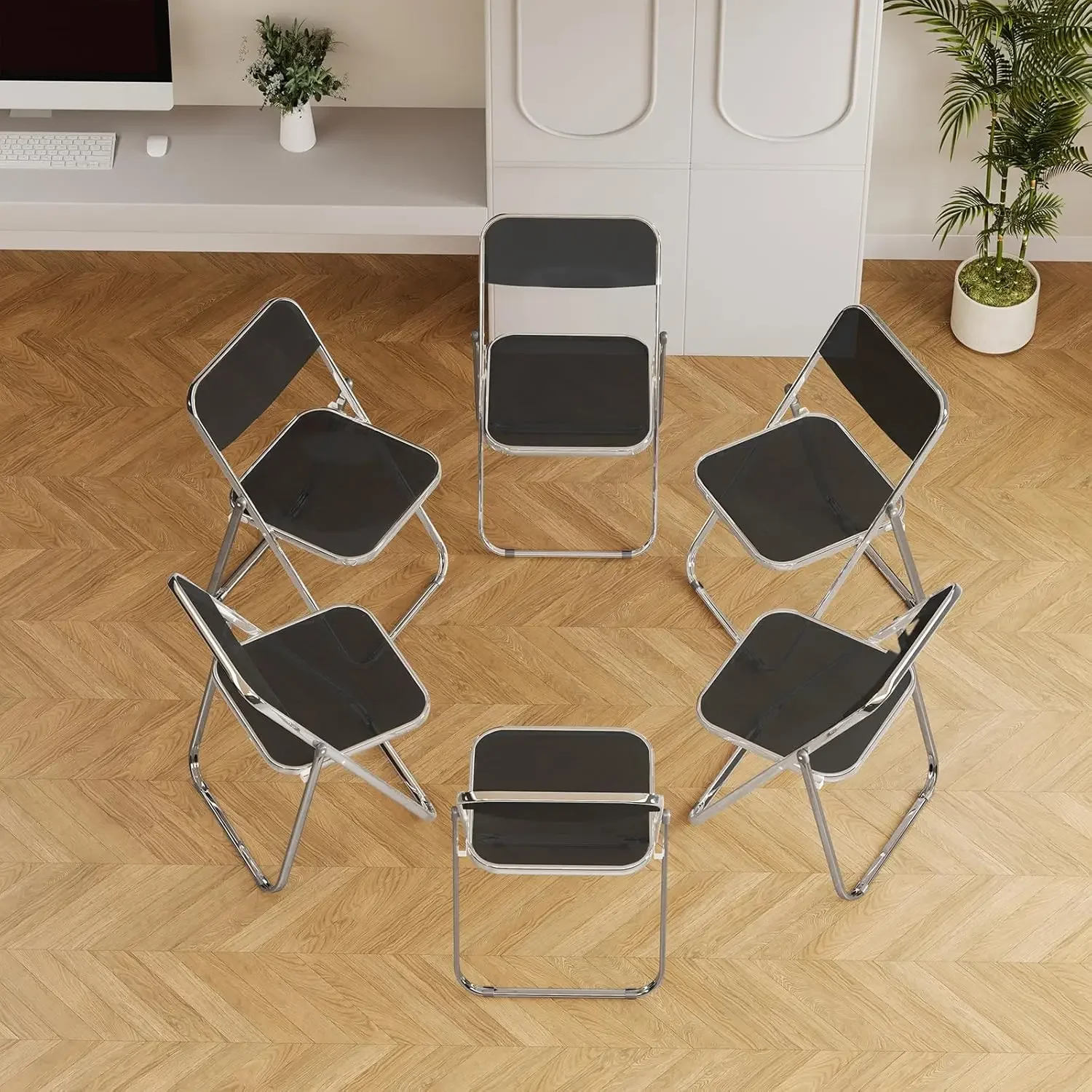 Black Plastic Folding Chairs Pack Stackable Banquet Event Wedding Hotel Seating Capacity Lb