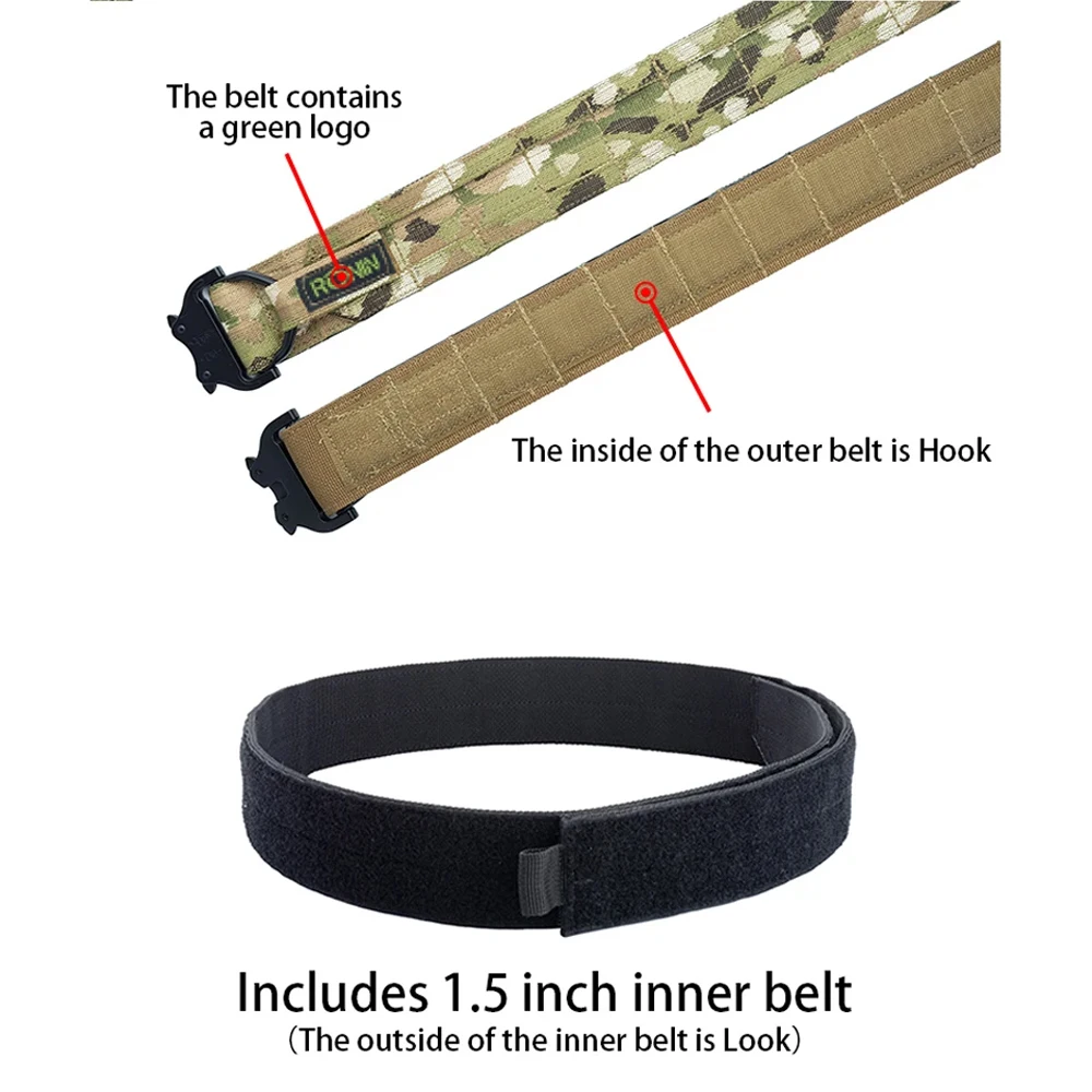 2  Inch Tactical Belt Quick Release Metal Laser Molle Mens Belts Camo Air soft Tactical Battle Belt