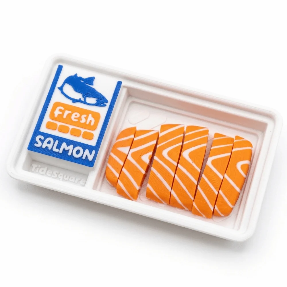 3D Printed Salmon Fridge Magnet Funny Unique Fresh Food Refrigerator Magnets Creative Decorative Salmon Slices Pendant