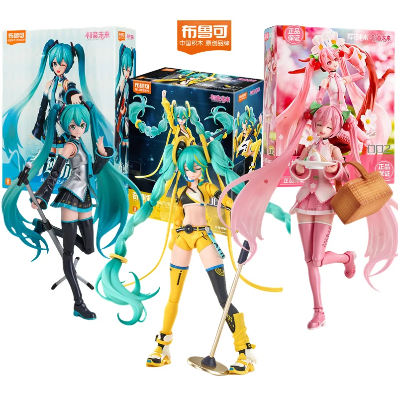 Blokees Hatsune Miku بنة الكرتون أنيمي الجمعية تمثال لعبة بولي كلوريد الفينيل الاطفال اللعب دمية جمع أرقام هدية